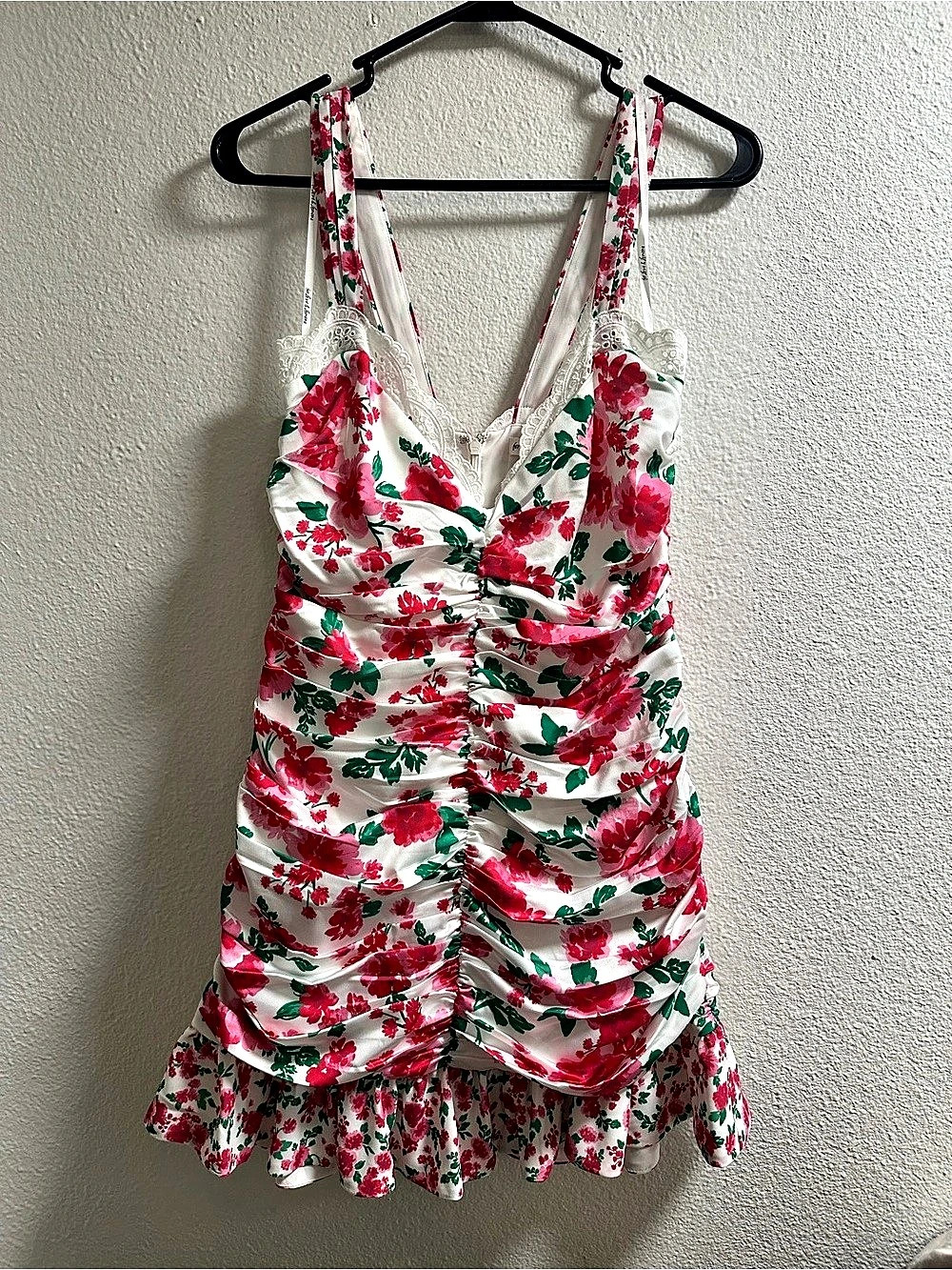 for Love & Lemons Melrose Mini Dress Floral White & Pink Large